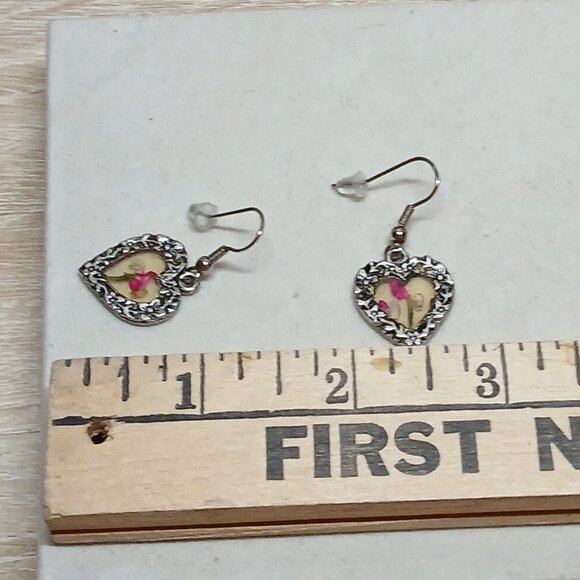 Vintage Fashion Costume Jewelry Metal Silver Tone Flower Hoop Earrings #75W - Picture 2 of 9